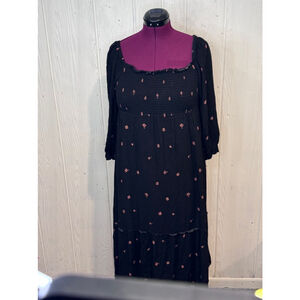 True Craft Floral Maxi Dress Black Red Stretchy XL